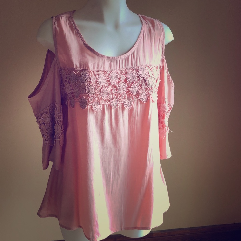 Blush Pink Cold Shoulder Top